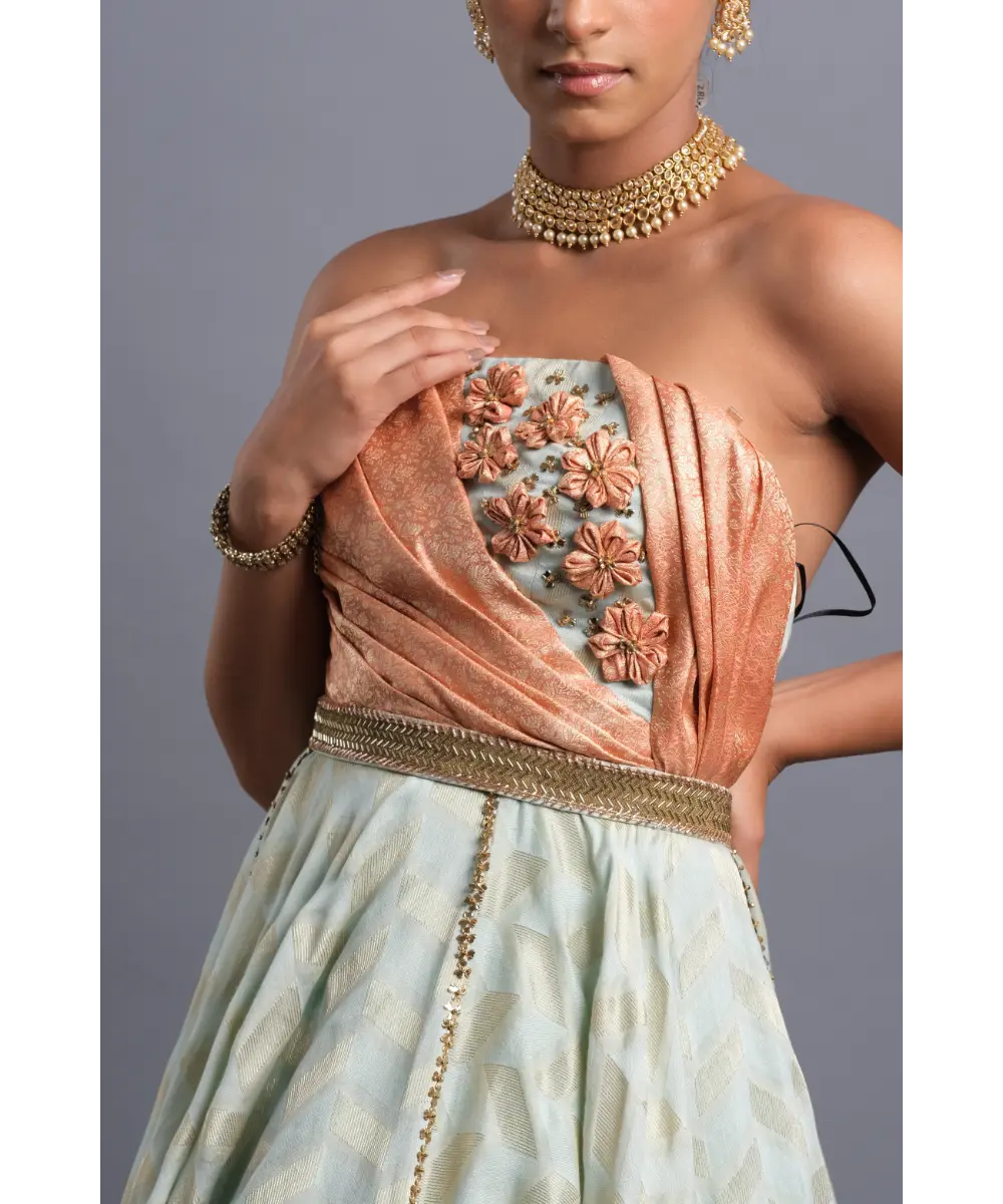 AASTHA SOOD - Pistachio Green Chanderi Gown